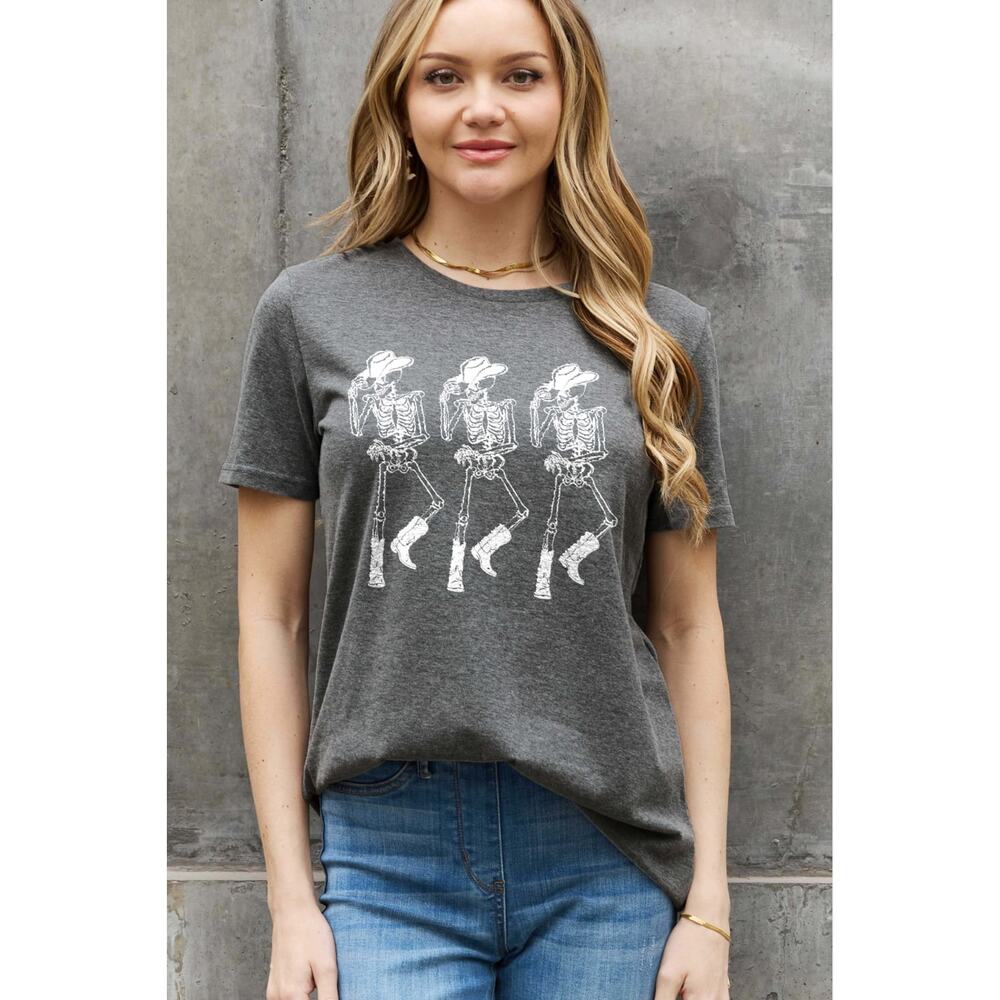 Simply Love Full Size Triple Skeletons Graphic Cotton Tee
